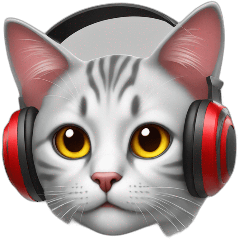 Dj cat with red headphones emoji