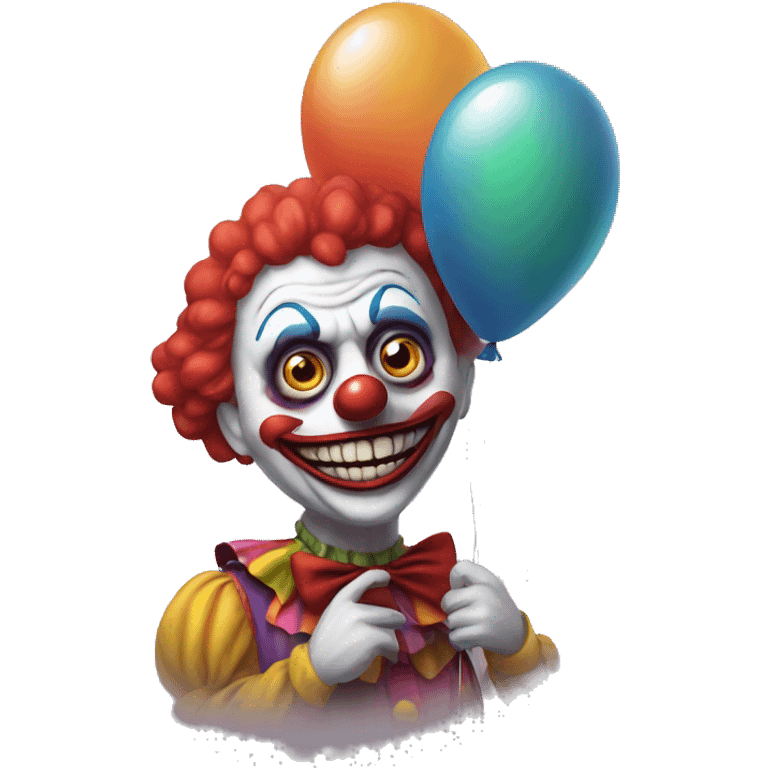 Scary clown holding balloon  emoji