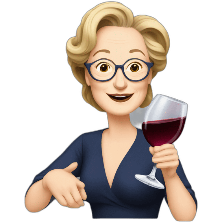 meryl streep drinking wine emoji