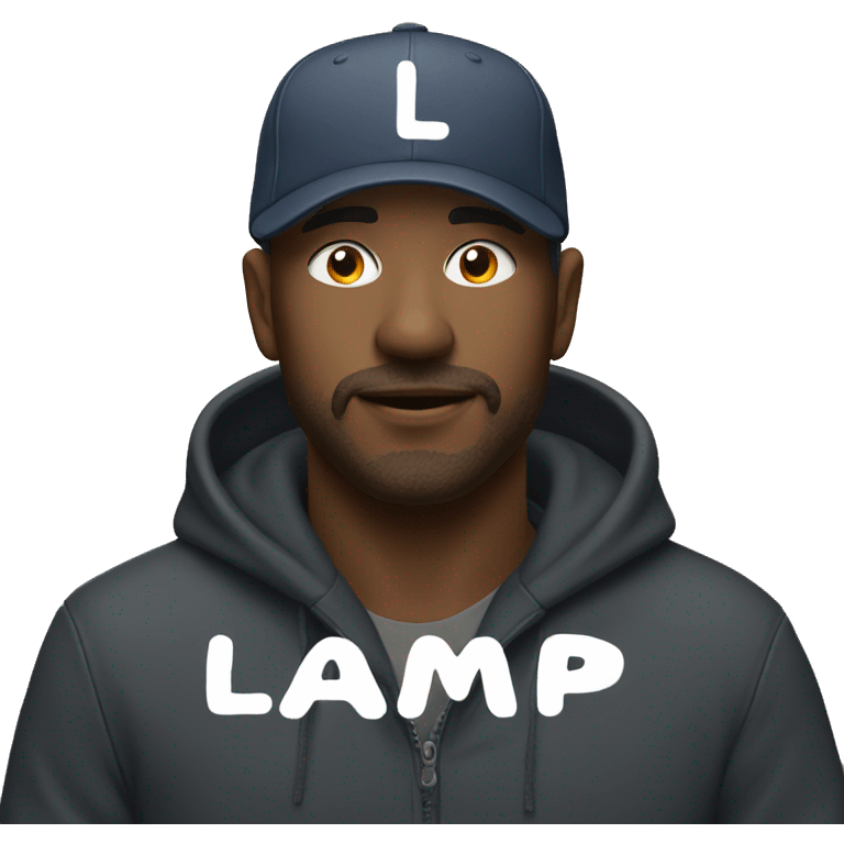 add the phrase "LAMPE DSM" to the hat in white writing emoji