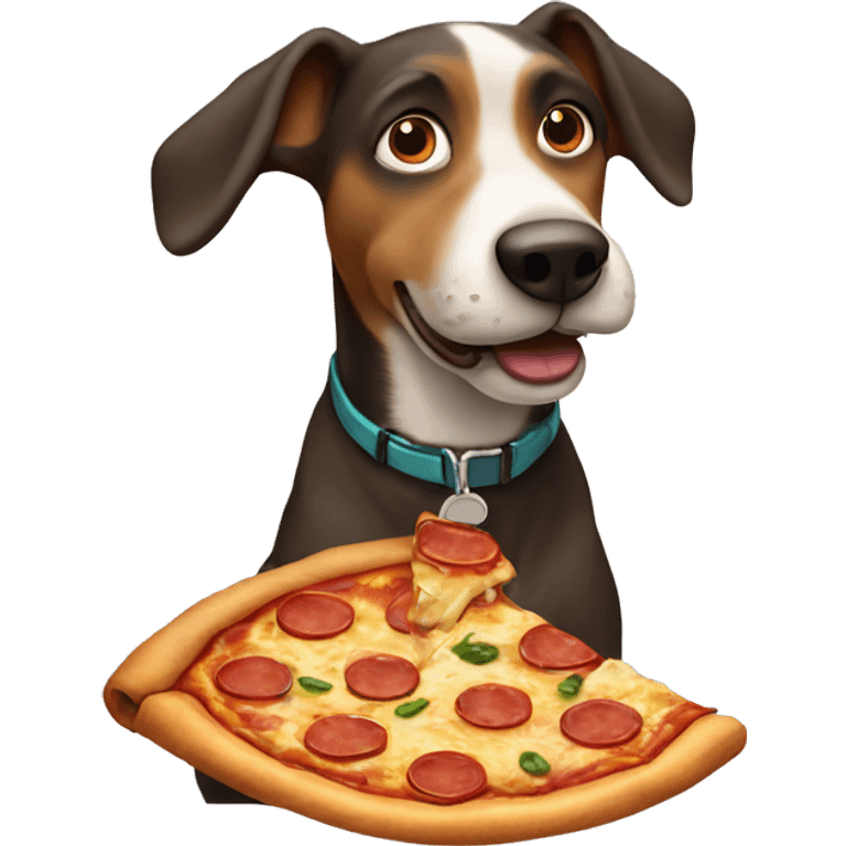 Dog eating pizza emoji