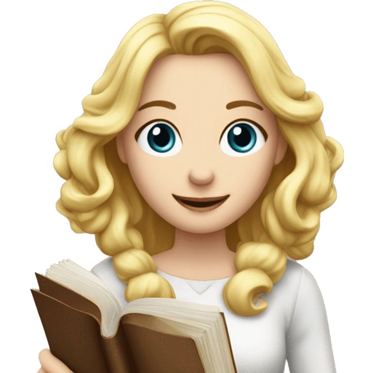 blonde mathelererin mit mathebuch in der hand  emoji