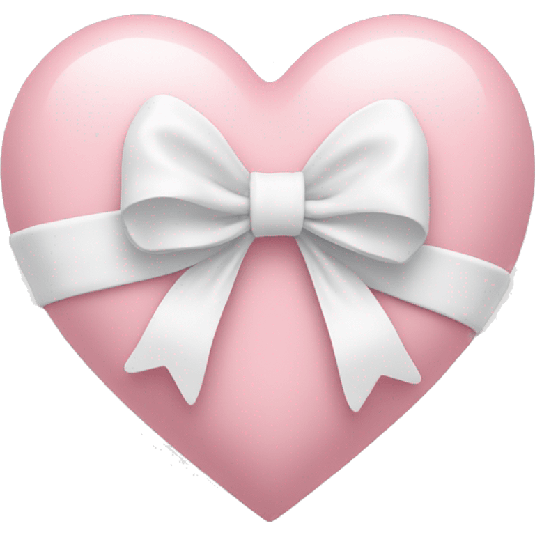 Pastel pink heart with white bow emoji