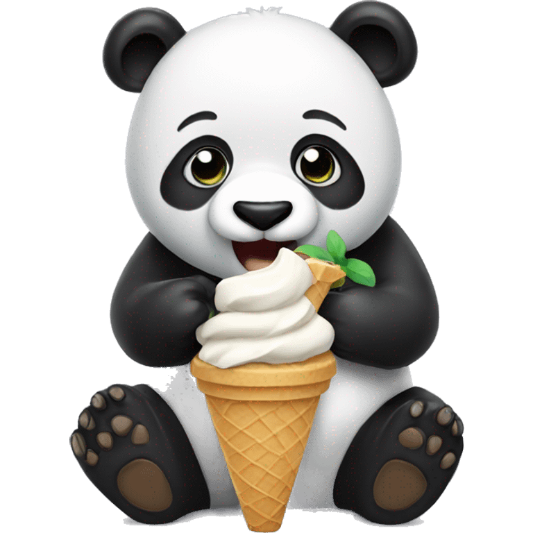 Panda eating ice cream emoji