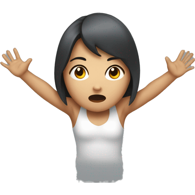 scared asian girl with her arms up emoji