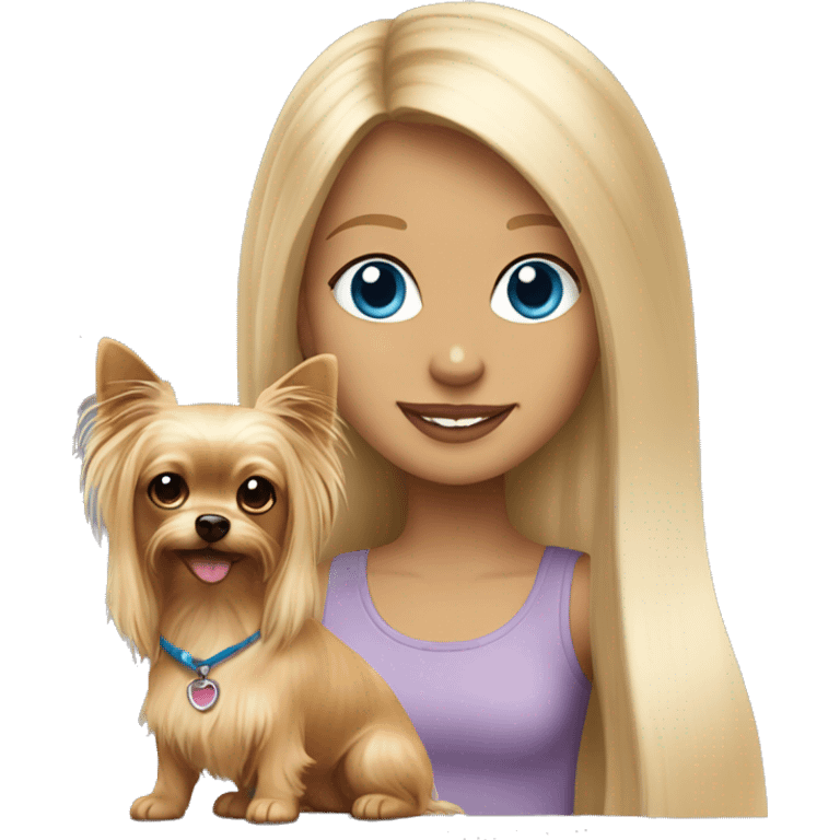 long blonde hair blue eyed girl walking chihuahua and yorkie emoji