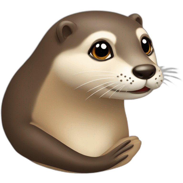 Une loutre avec un caca emoji