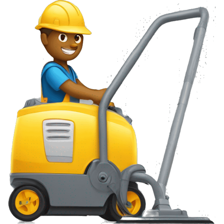 Construction worker pushing floor cleaning machine  emoji