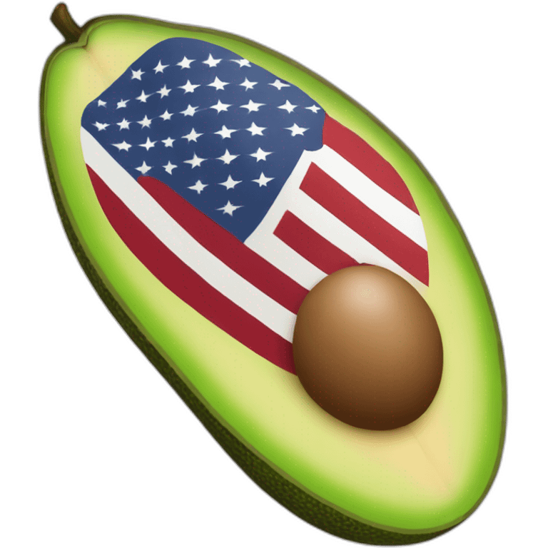 avocado with an american flag as a seed emoji