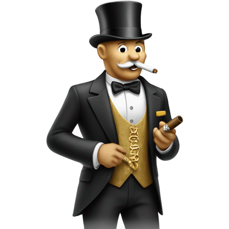 Monopoly man with gold chain and smoking cigar emoji