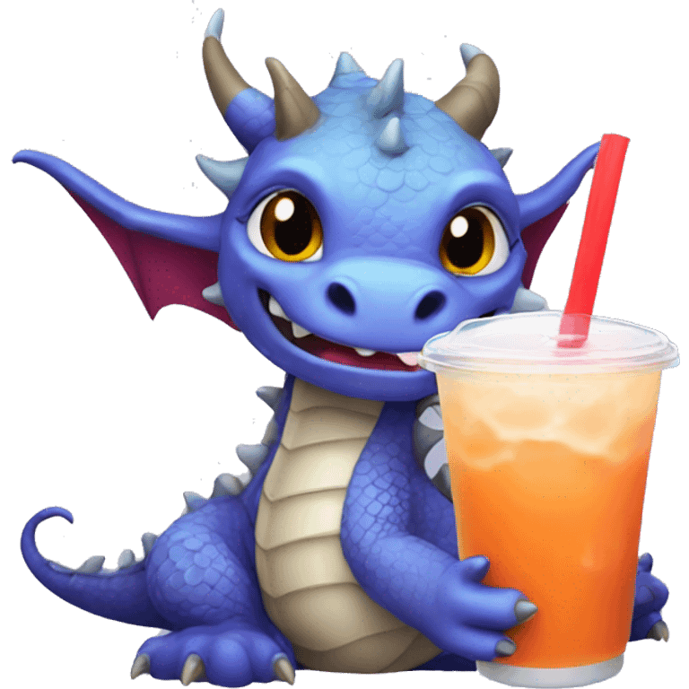 A dragon drinking boba tea emoji