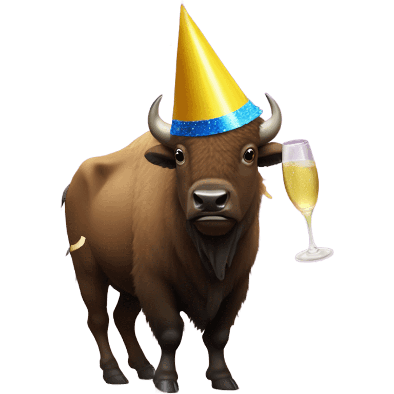 A bison celebrating with champagne  emoji