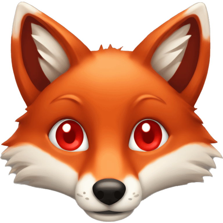 deep lush red fox face with tiny red heart instead of eyes emoji