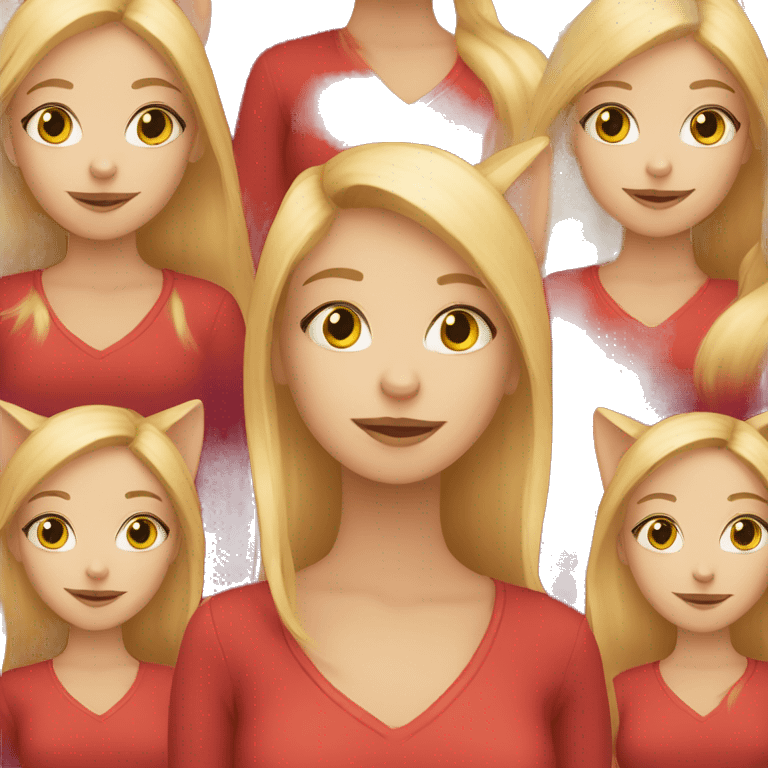 blonde girl with red cat emoji