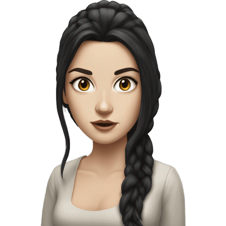 Hyper realism white girl with long black hair emoji