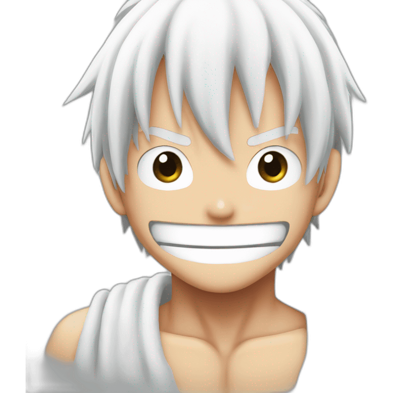 Luffy face gear 5 white hair emoji