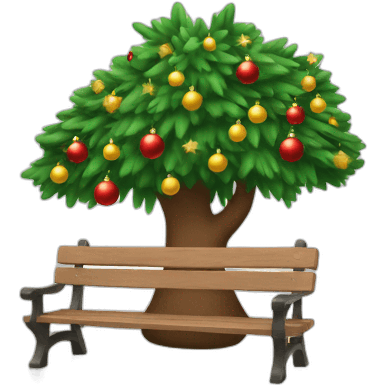 christmas tree and bench emoji