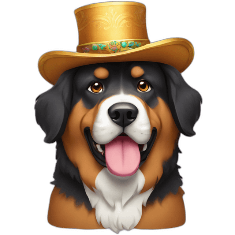 Tibetan mastiff in fancy hat emoji