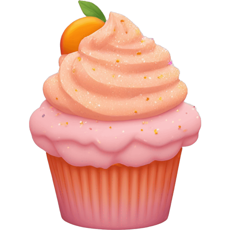 cupcake with light pink frosting and light orange cupcake wrapper and peach sprinkles and orange sugar sprinkles… no brown or fruit on top emoji