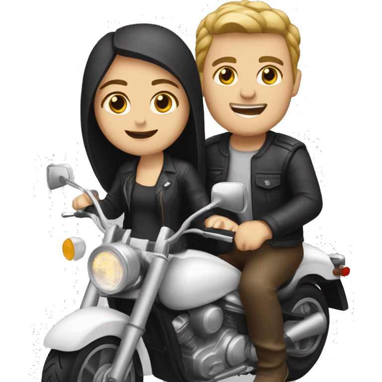 White couple on motorcycle emoji