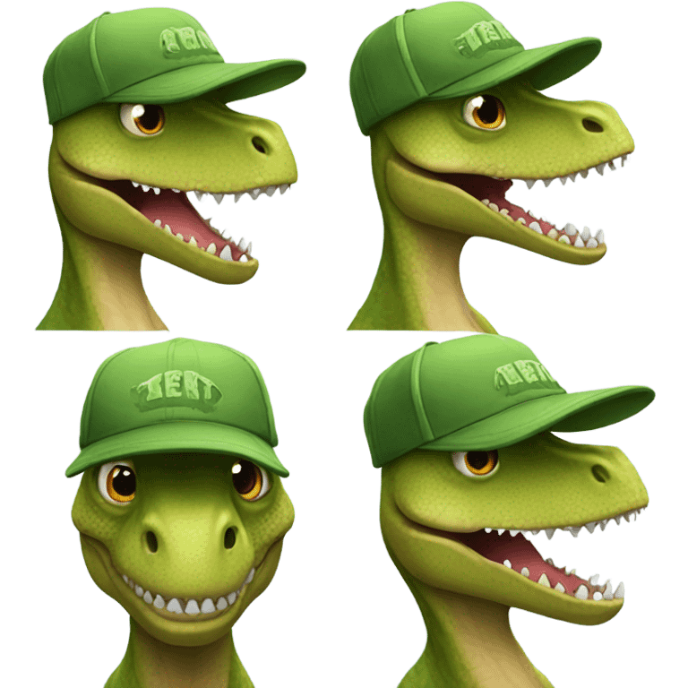 Dinosaur wearing trucker hat emoji