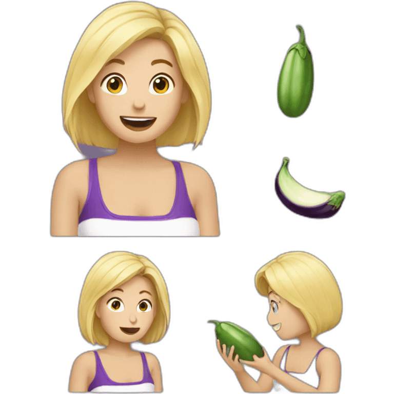 Blond eat eggplant emoji