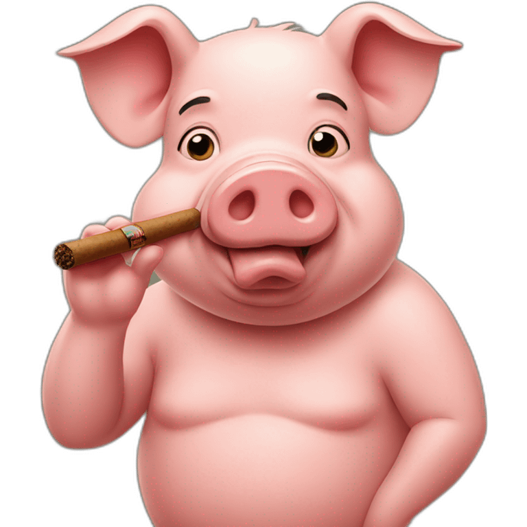 Pig smokes cigar emoji