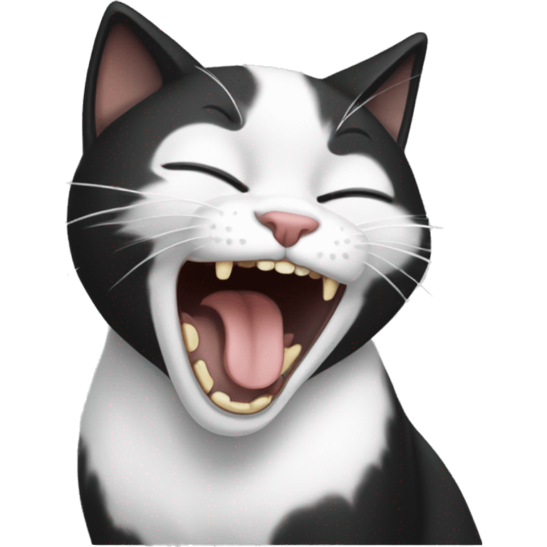 Black and white cat yawning  emoji