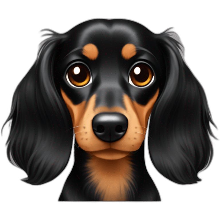 Long haired minature dachshund Black and tan adult emoji