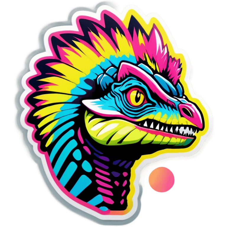 Vaporwave dilophosaurus head logo emoji