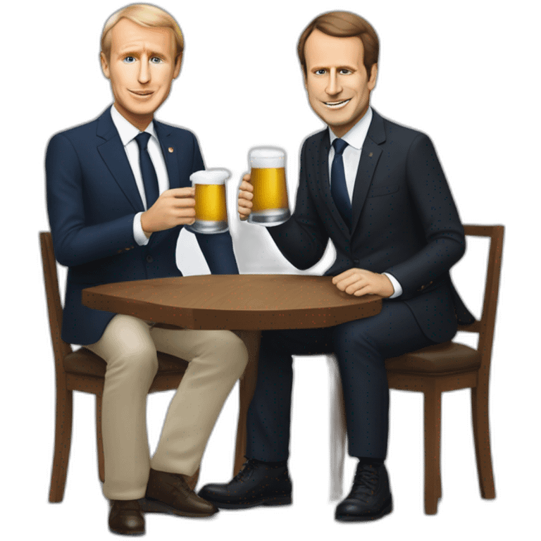 Emanuel Macron qui boit une bière avec Vladimir Poutine emoji