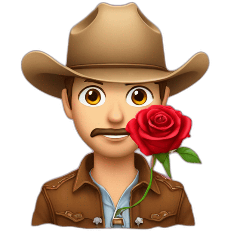 Cowboy sexy avec une rose dans la bouche emoji