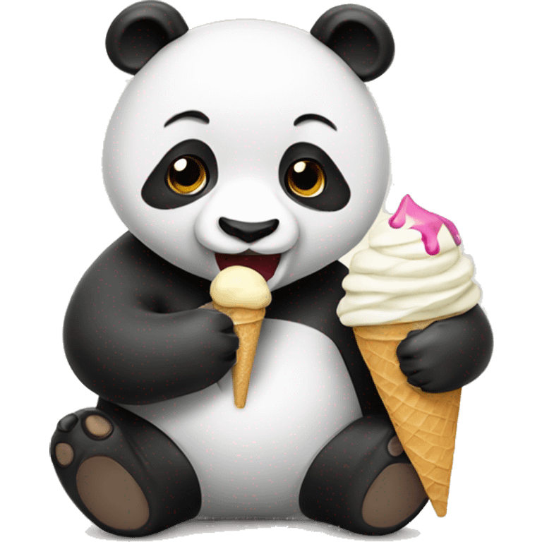 Panda eating ice cream emoji