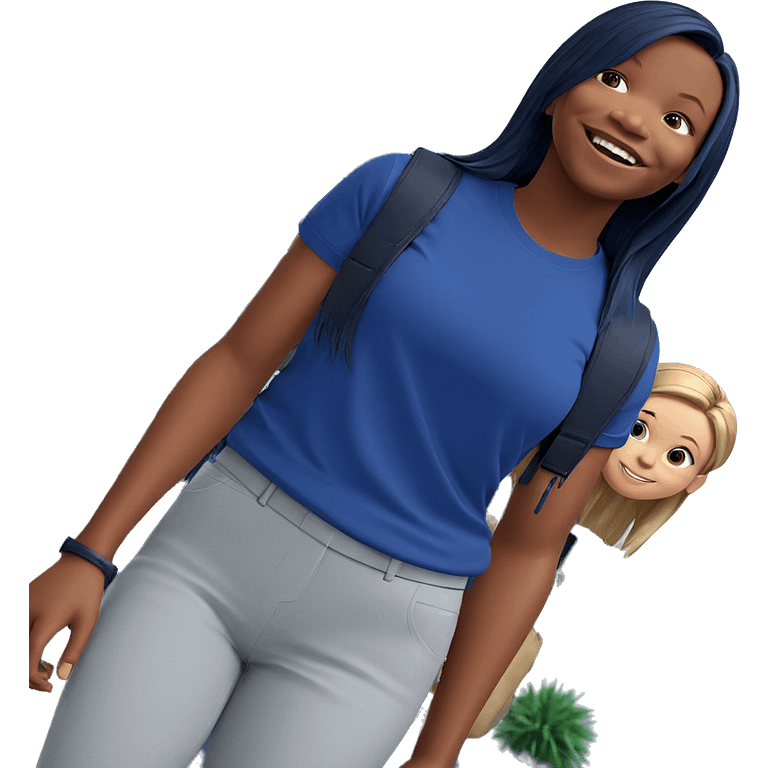 smiling girl in blue shirt emoji