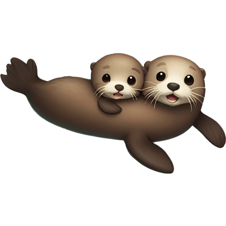 Sea Otter swimming with Baby  emoji