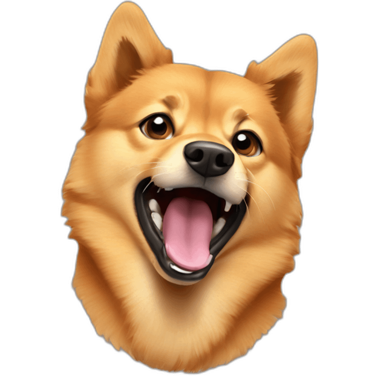 a Finnish Spitz with it's mouth open emoji