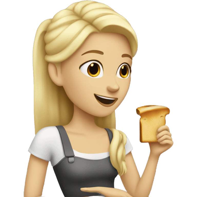 Blond girl eating a toast  emoji