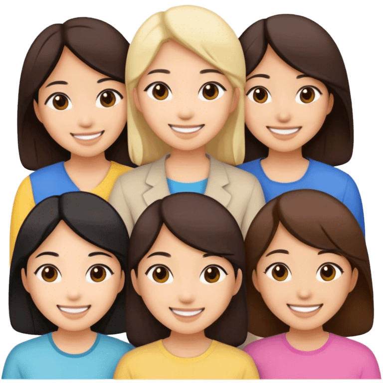 5 Asian female friends  emoji