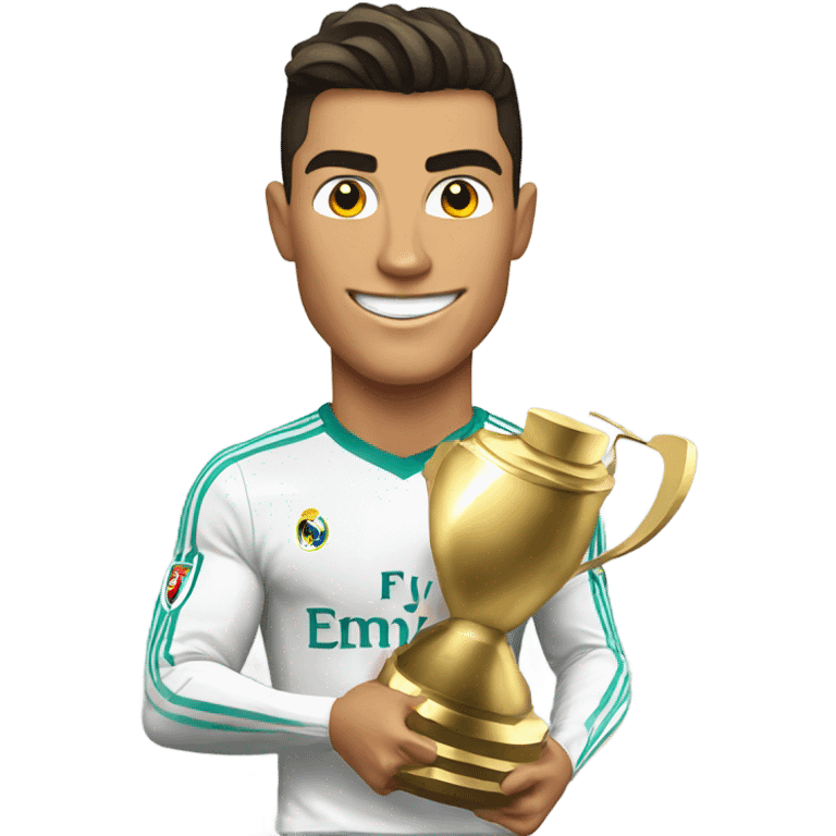 Cristiano holding trophy emoji