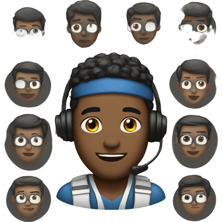 Black student men with headset emoji