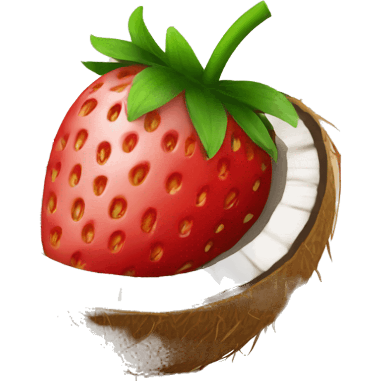 strawberry inside of coconut emoji emoji