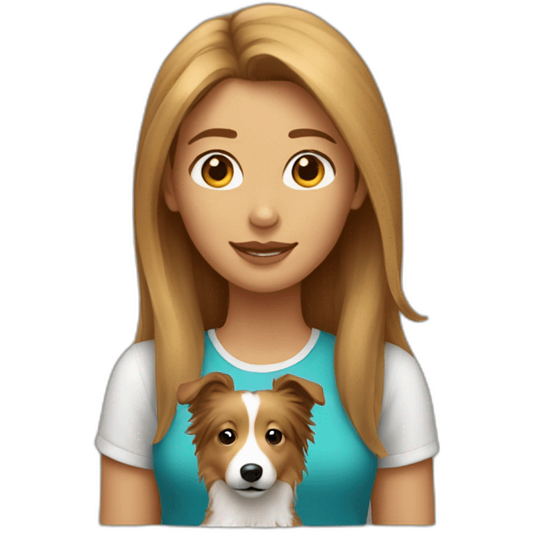 light-broun hair yong woman and a sheltie dog emoji