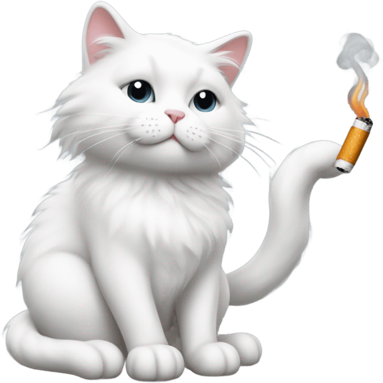 White cat smoking  emoji