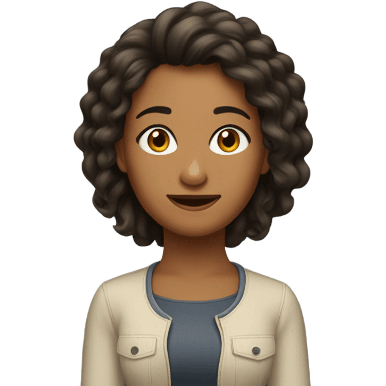 Mulher de cabelo longo preto e cacheado, de pele morena  emoji