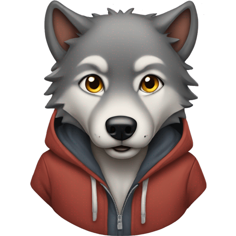 Wolf wearing hoodie emoji