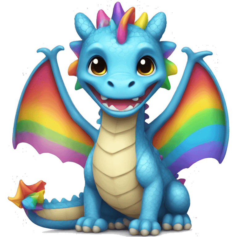 Kawaii dragon with rainbow accessories   emoji