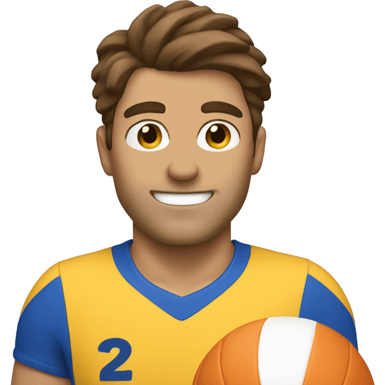 man with brown hair spiking a volleyball  emoji