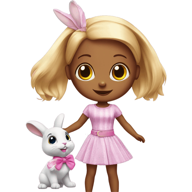 Rabbit playing with barbie emoji