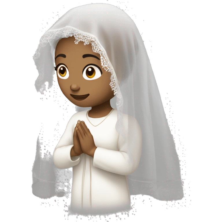 Light skin girl praying with lacewhite veil  emoji