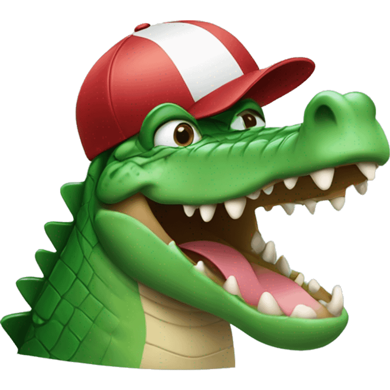 A crocodile wearing a football hat emoji